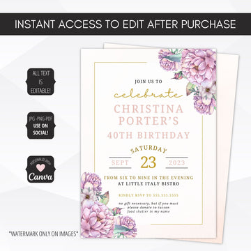 purple birthday party invitatons